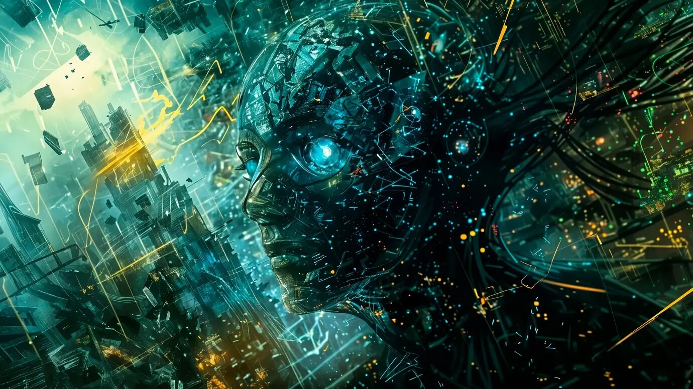 Цифровое искусство с фоном технологий ИИ